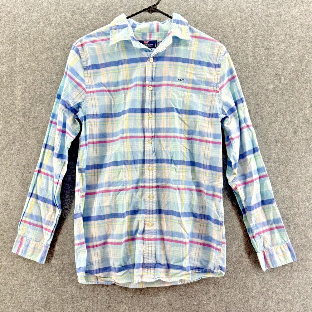 Vineyard Vines Long Sleeve Shirt Boys XL(18)  Blue Pastel Button Up Lightweight‎